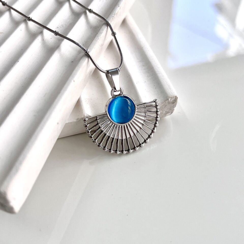 Çelik Kedi Gözü Kolye