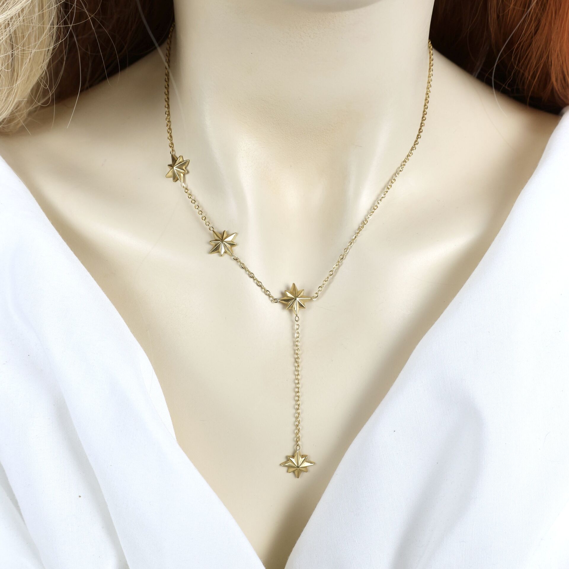 Çelik Yıldız Y Kolye