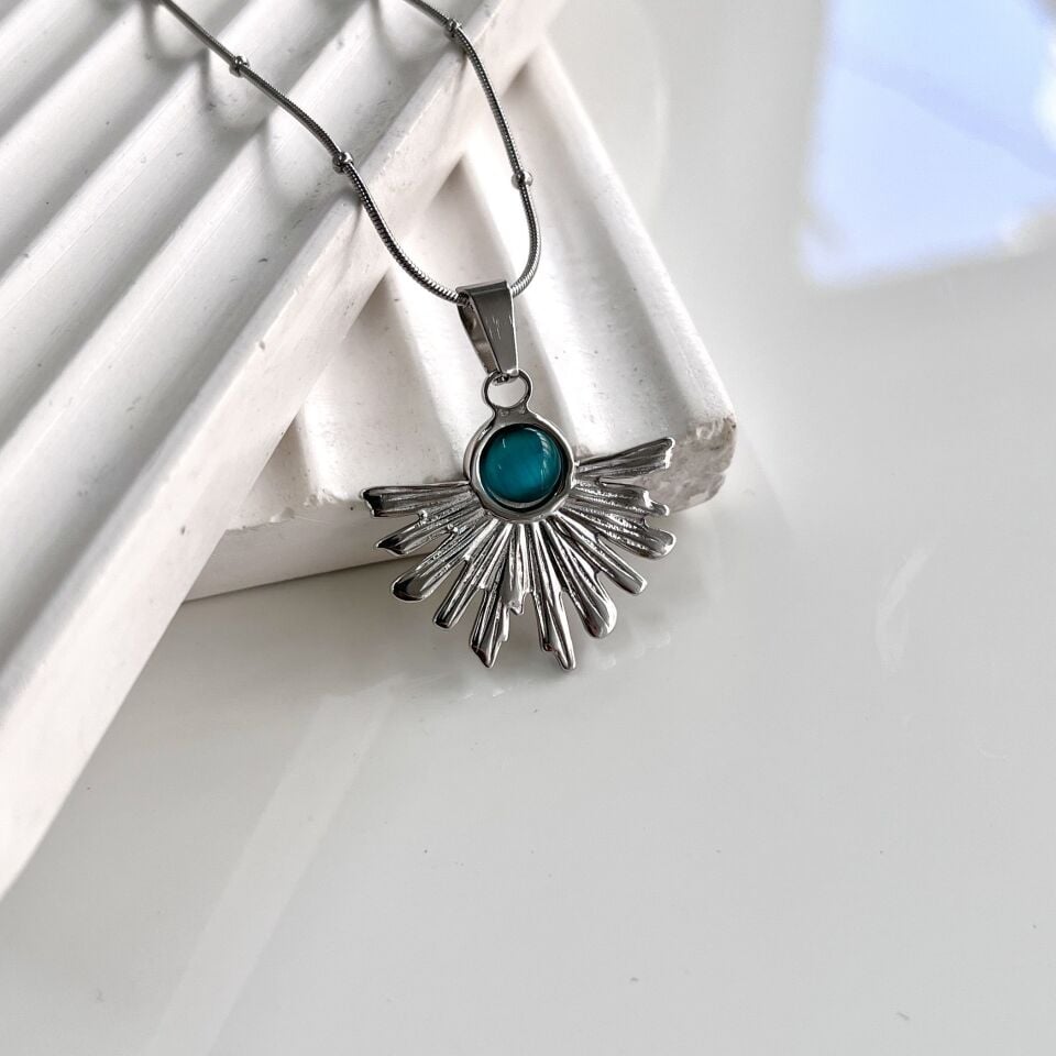 Çelik Kedi Gözü Kolye