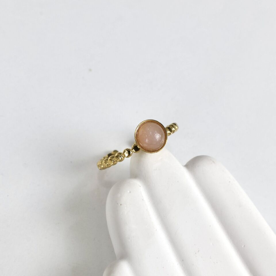 Çelik Pembe Taşlı Yüzük