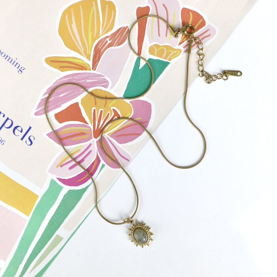 Çelik Turmalin Taşı Kolye