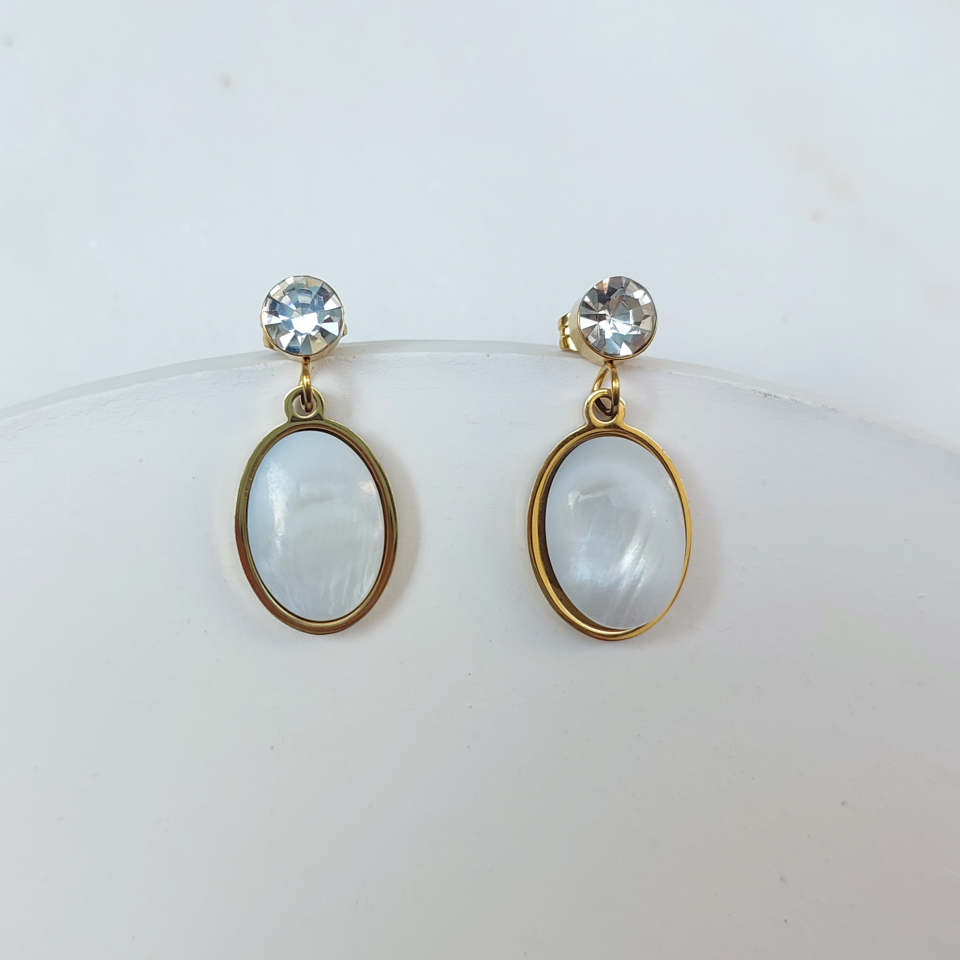 Çelik Sedef Taşı Küpe