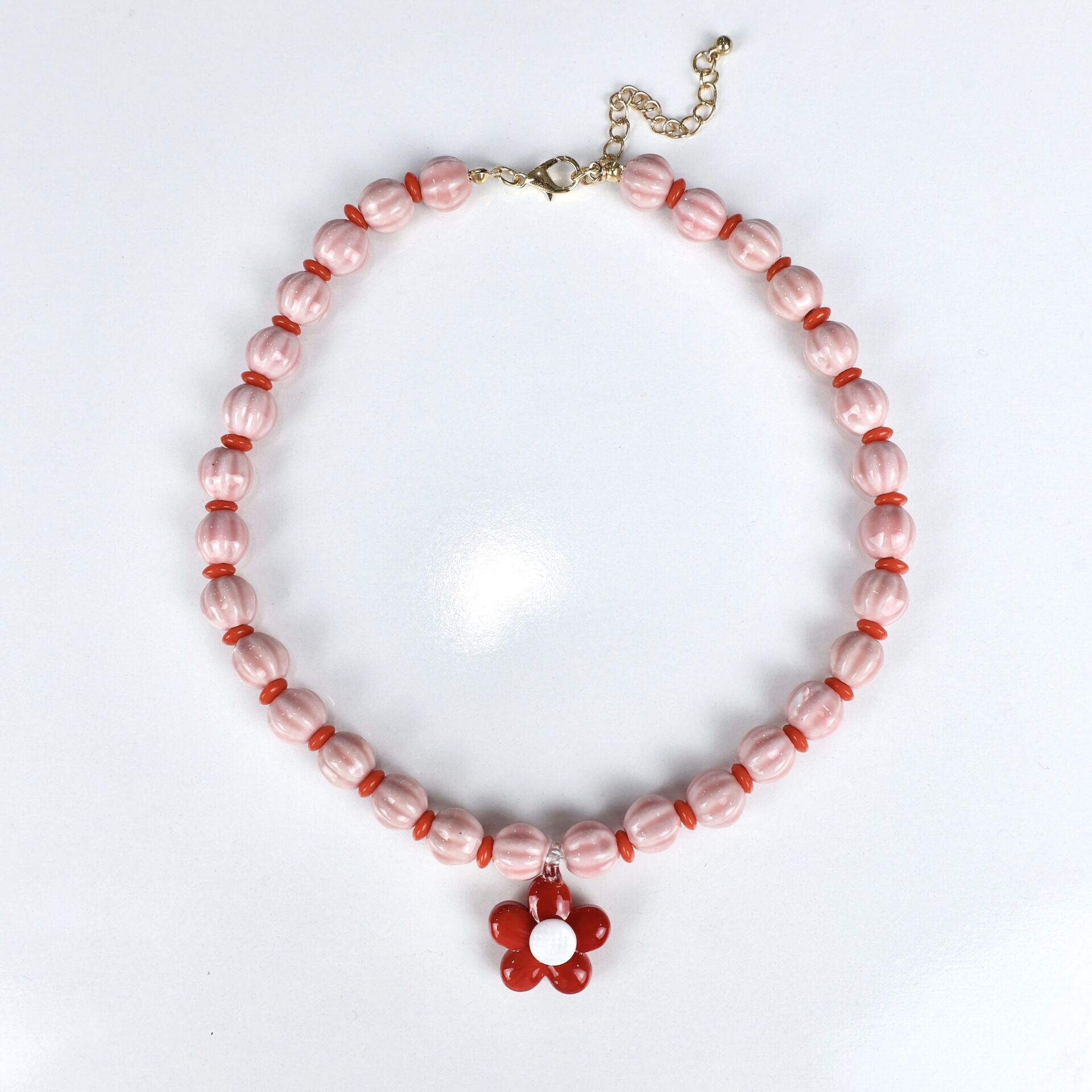 Seramik Taşlı Çiçek Kolye