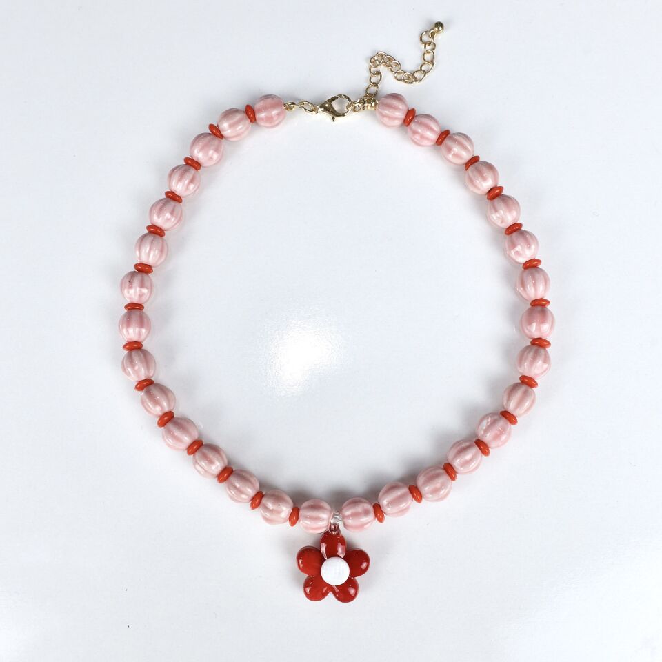 Seramik Taşlı Çiçek Kolye