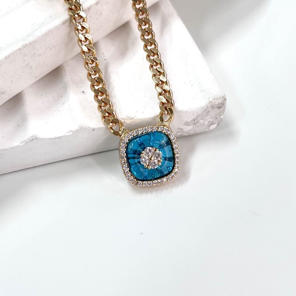 Özel Seri Mavi Taşlı Kolye