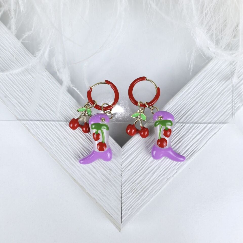 Kirazlı Çizme Küpe