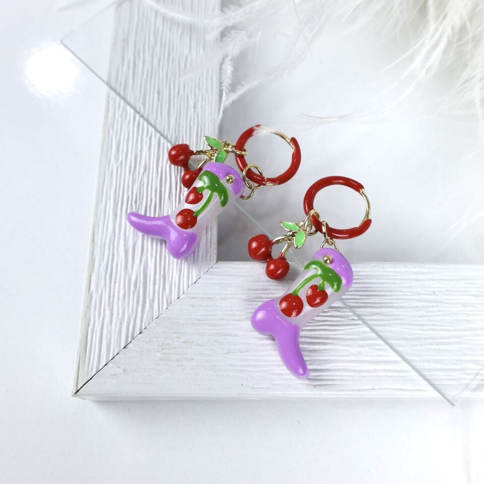 Kirazlı Çizme Küpe