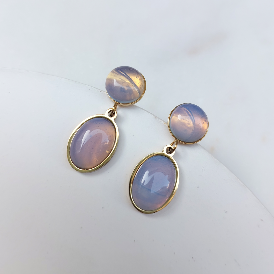 Çelik Ay Taşı Küpe