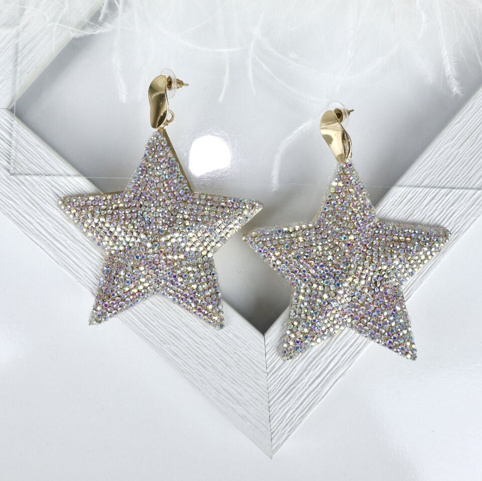 İthal Taşlı Yıldız Küpe