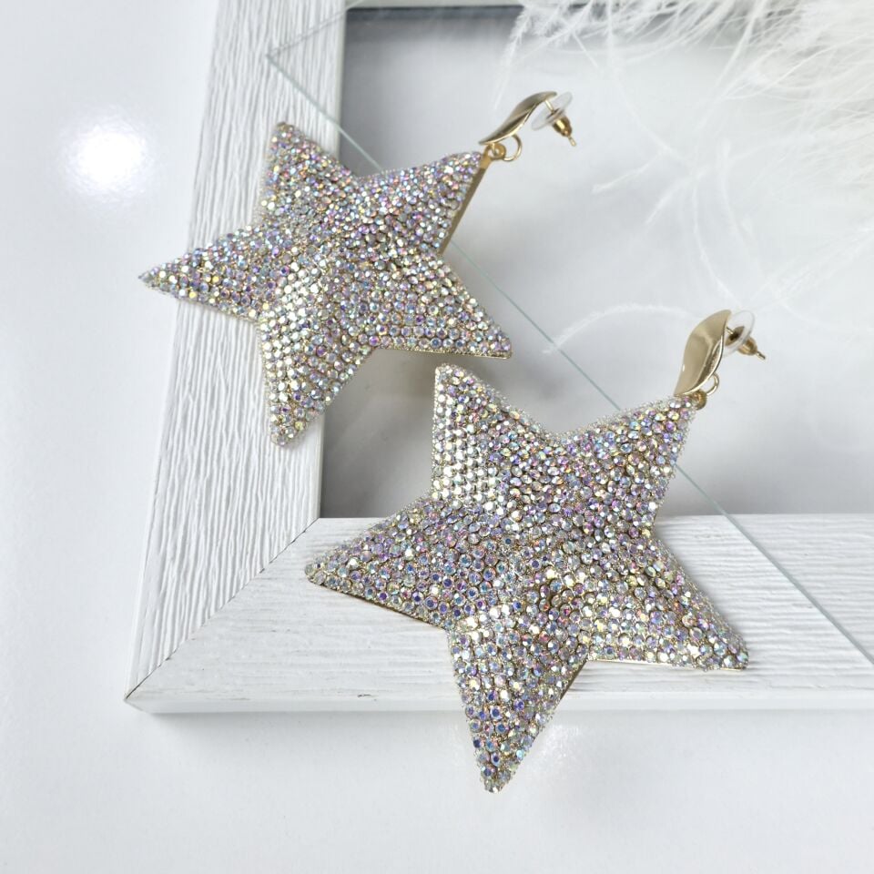 İthal Taşlı Yıldız Küpe