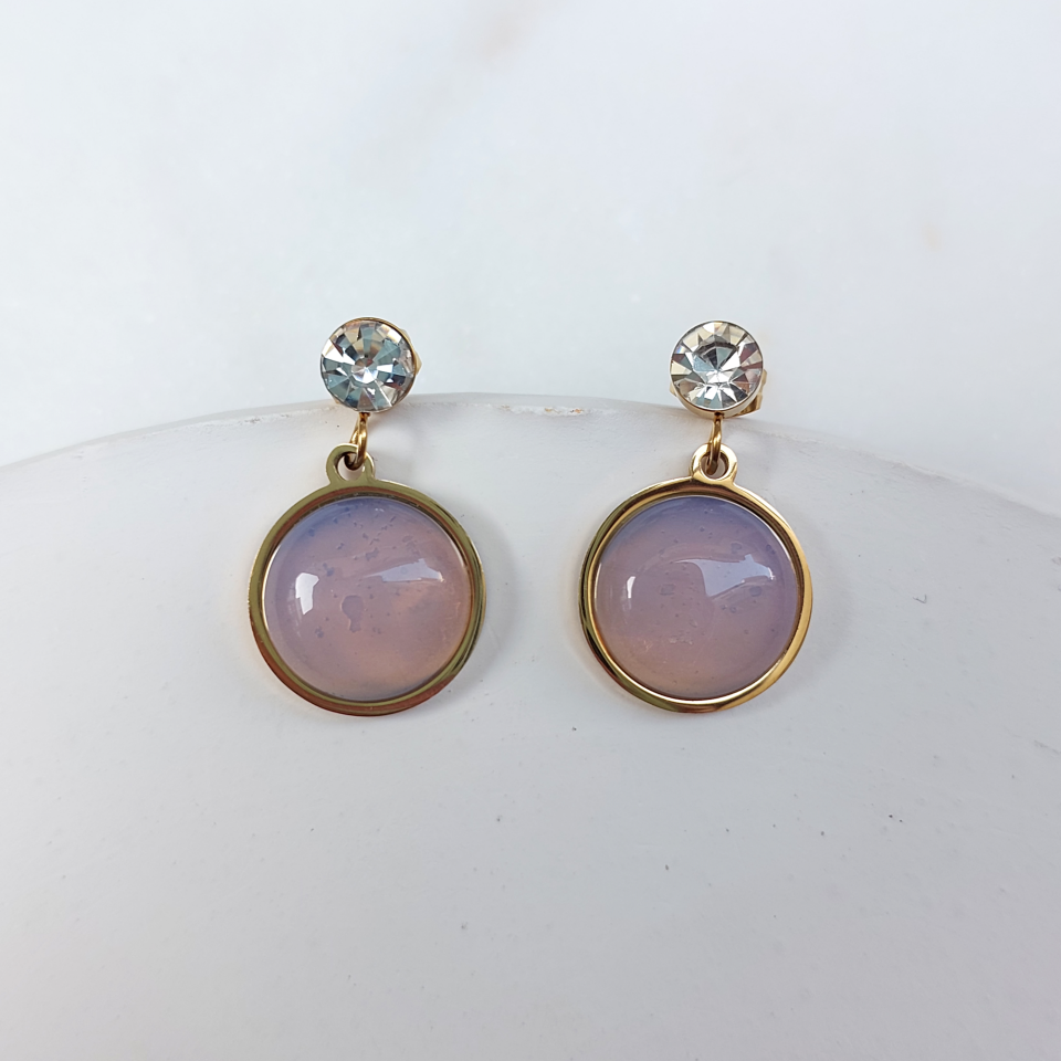 Çelik Ay Taşı Küpe