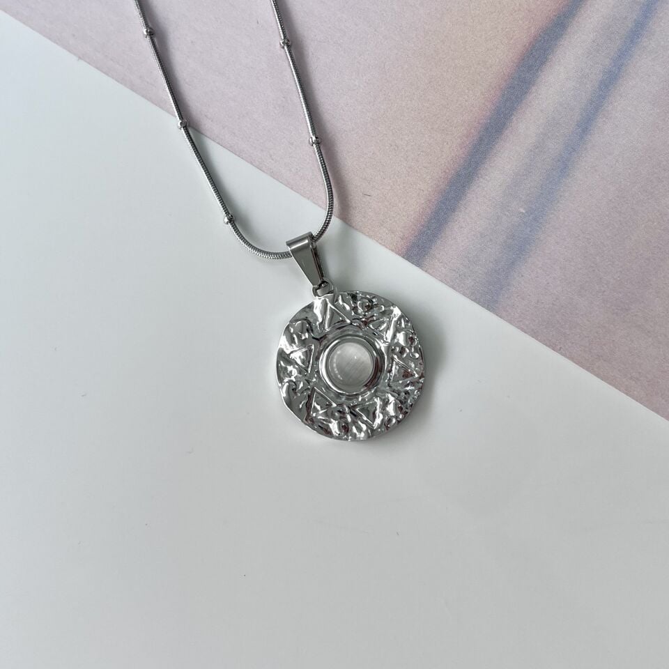 Çelik Kedi Gözü Kolye