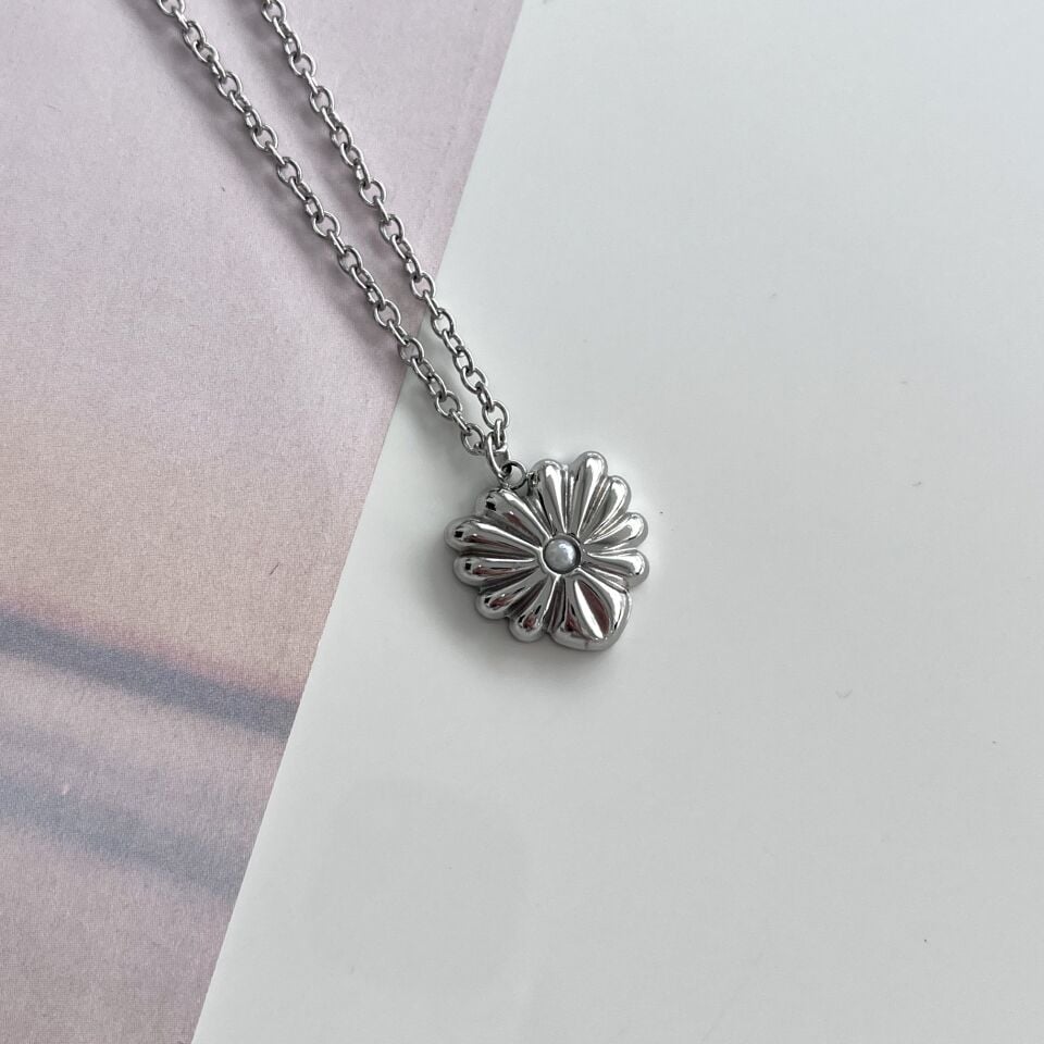 Çelik Taşlı Kalp Kolye