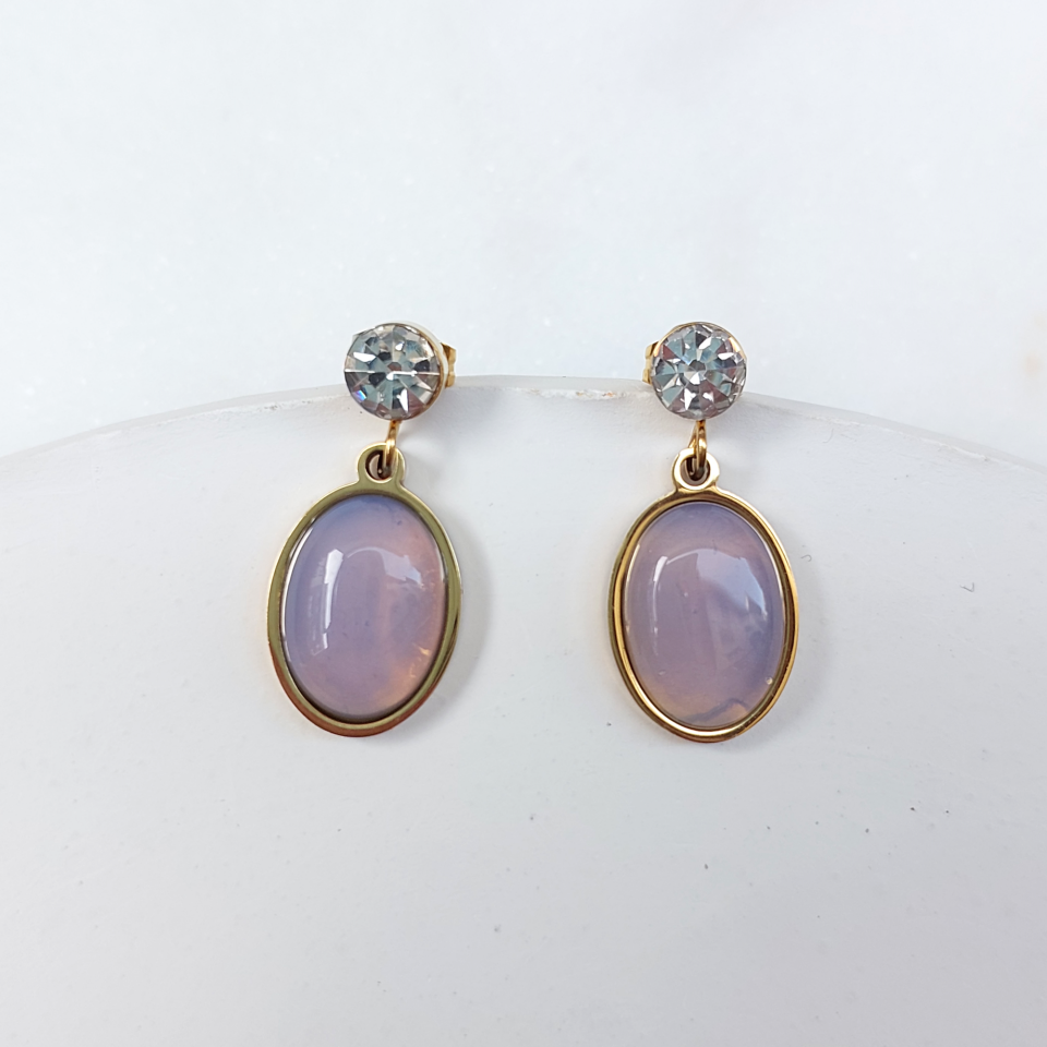 Çelik Ay Taşı Küpe