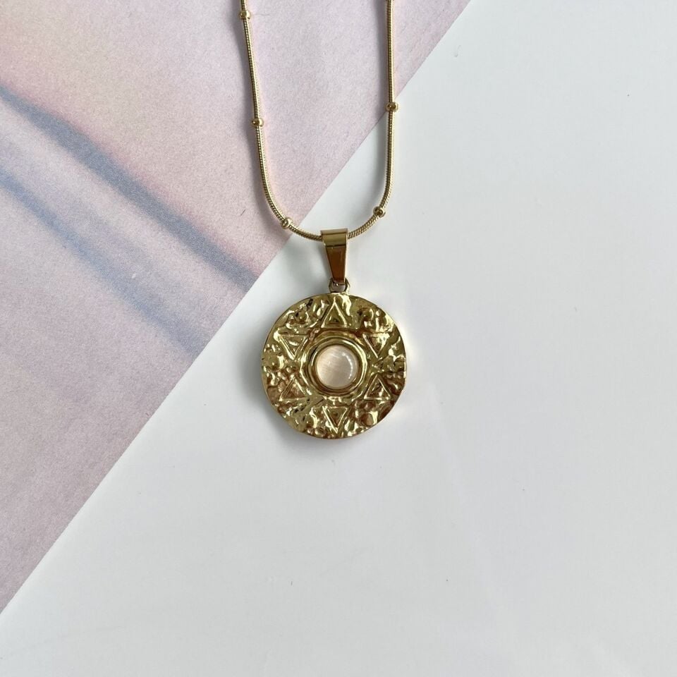 Çelik Kedi Gözü Kolye