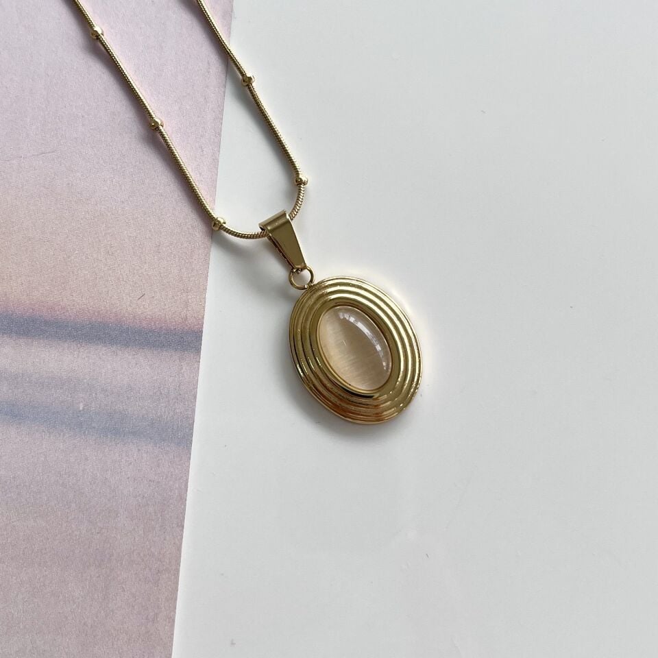 Çelik Kedi Gözü Kolye