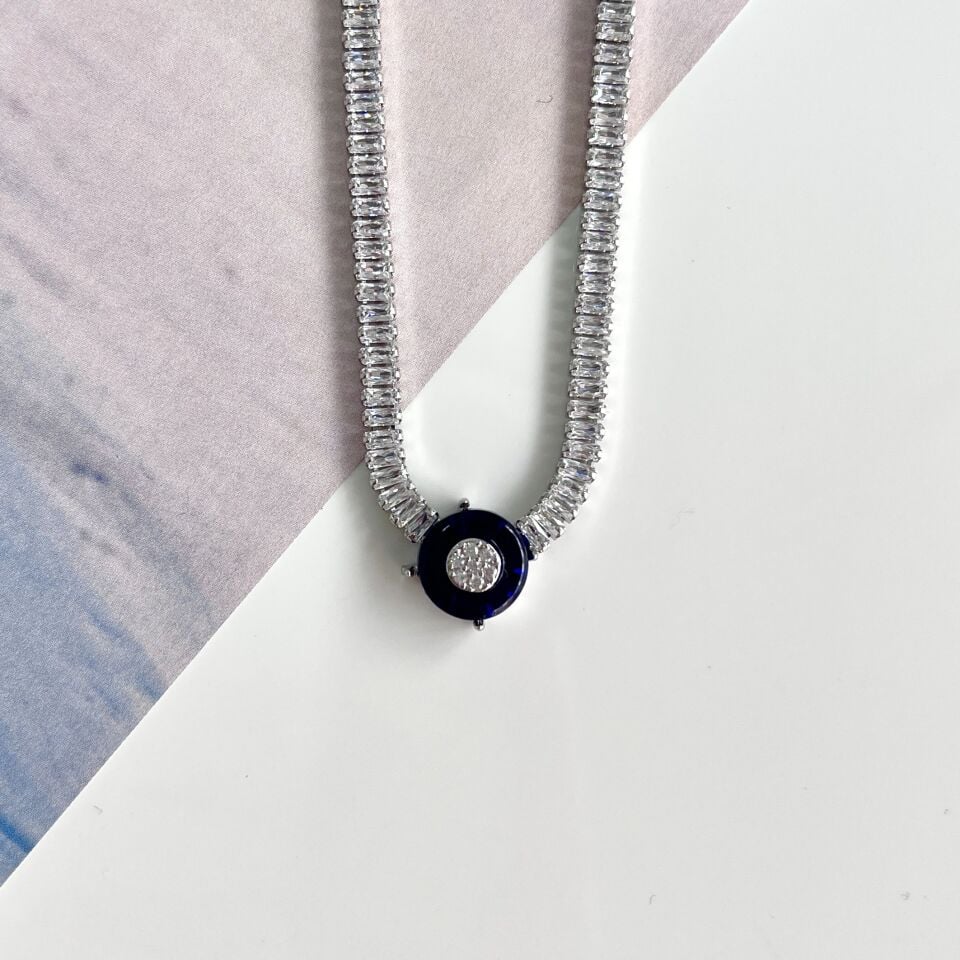 Zirkonyum Baget Yuvarlak Kolye