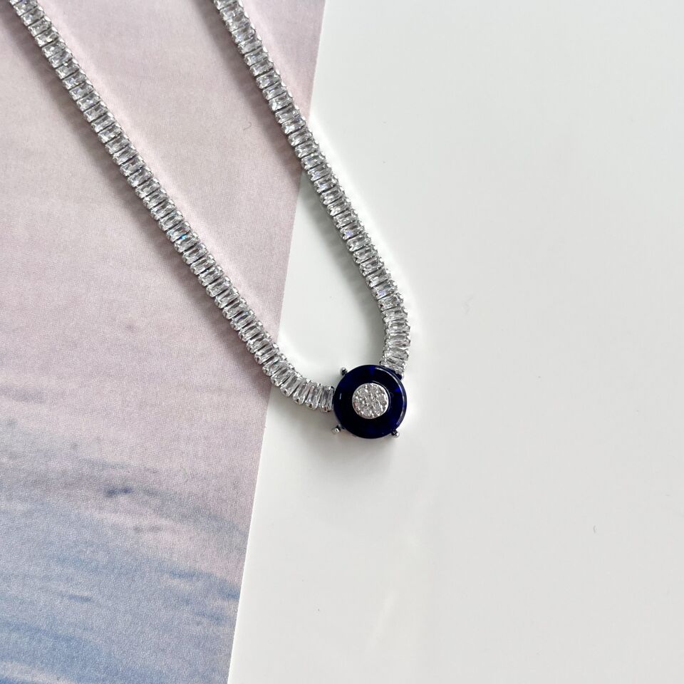 Zirkonyum Baget Yuvarlak Kolye