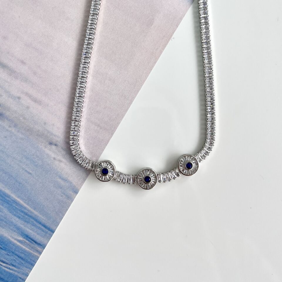 Zirkonyum Üçlü Baget Kolye