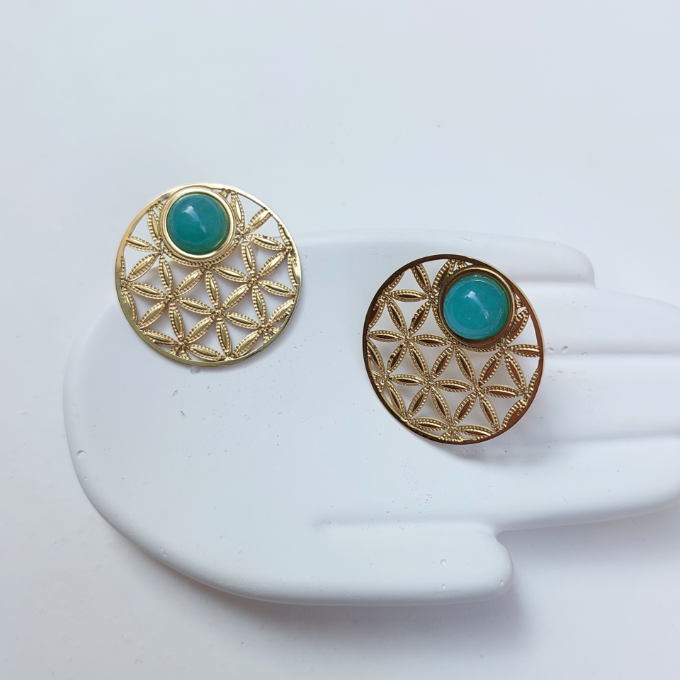 Çelik Mavi Taşlı Küpe