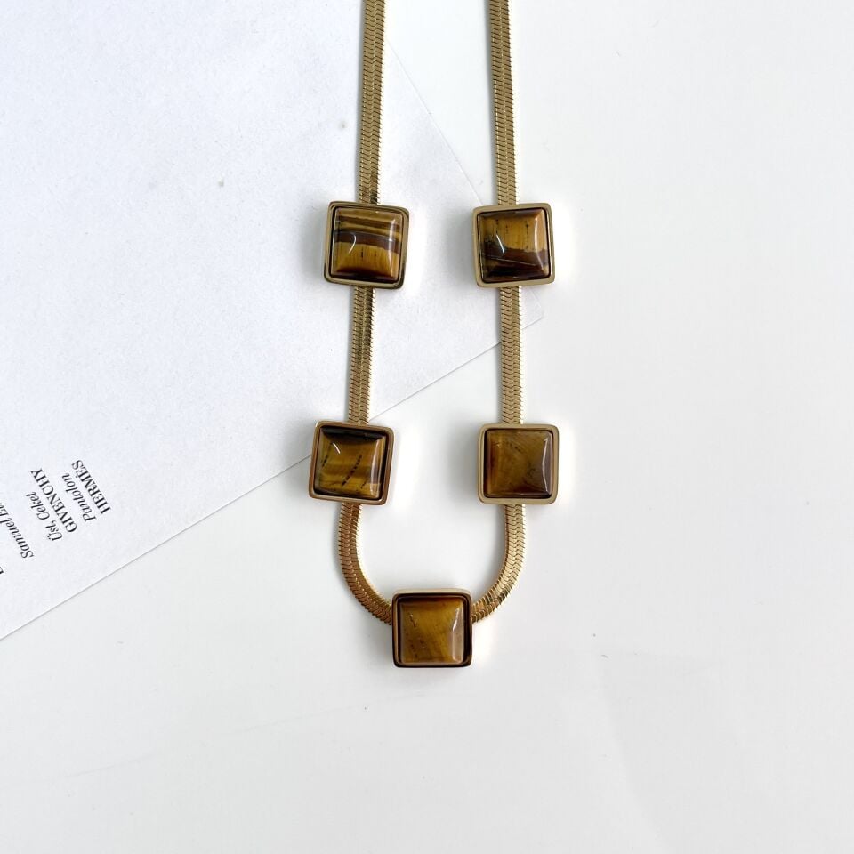 Çelik Kaplan Gözü Kolye