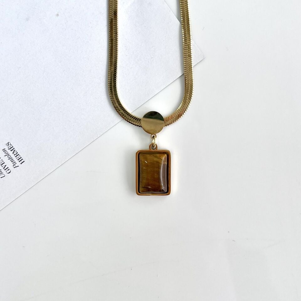 Çelik Kaplan Gözü Kolye