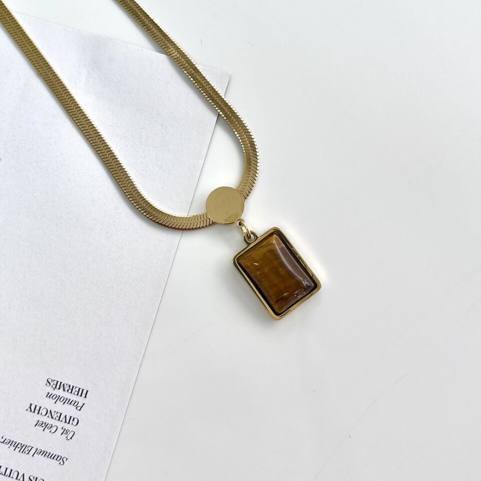 Çelik Kaplan Gözü Kolye