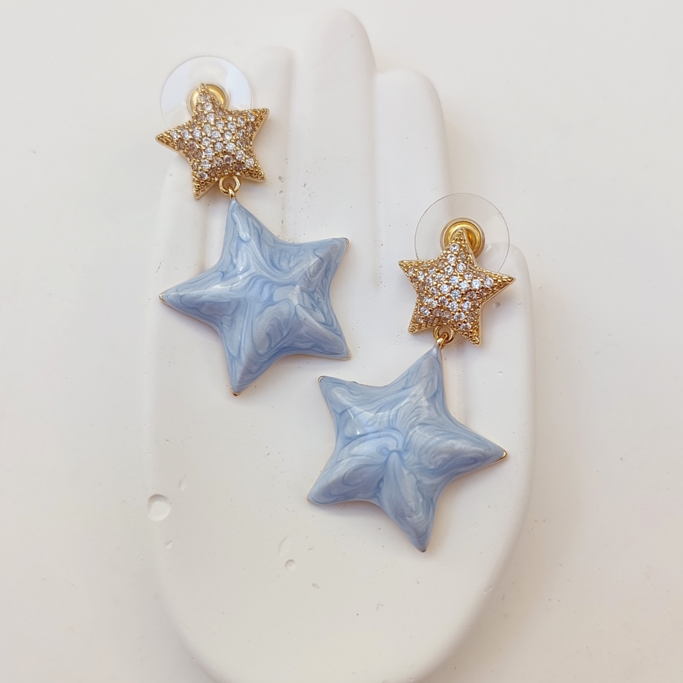 Özel Seri Mavi Yıldız Küpe