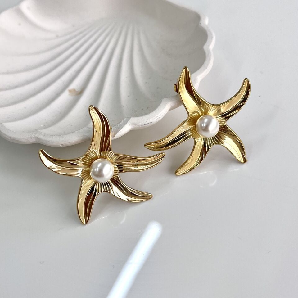 Çelik Deniz Yıldızı Küpe