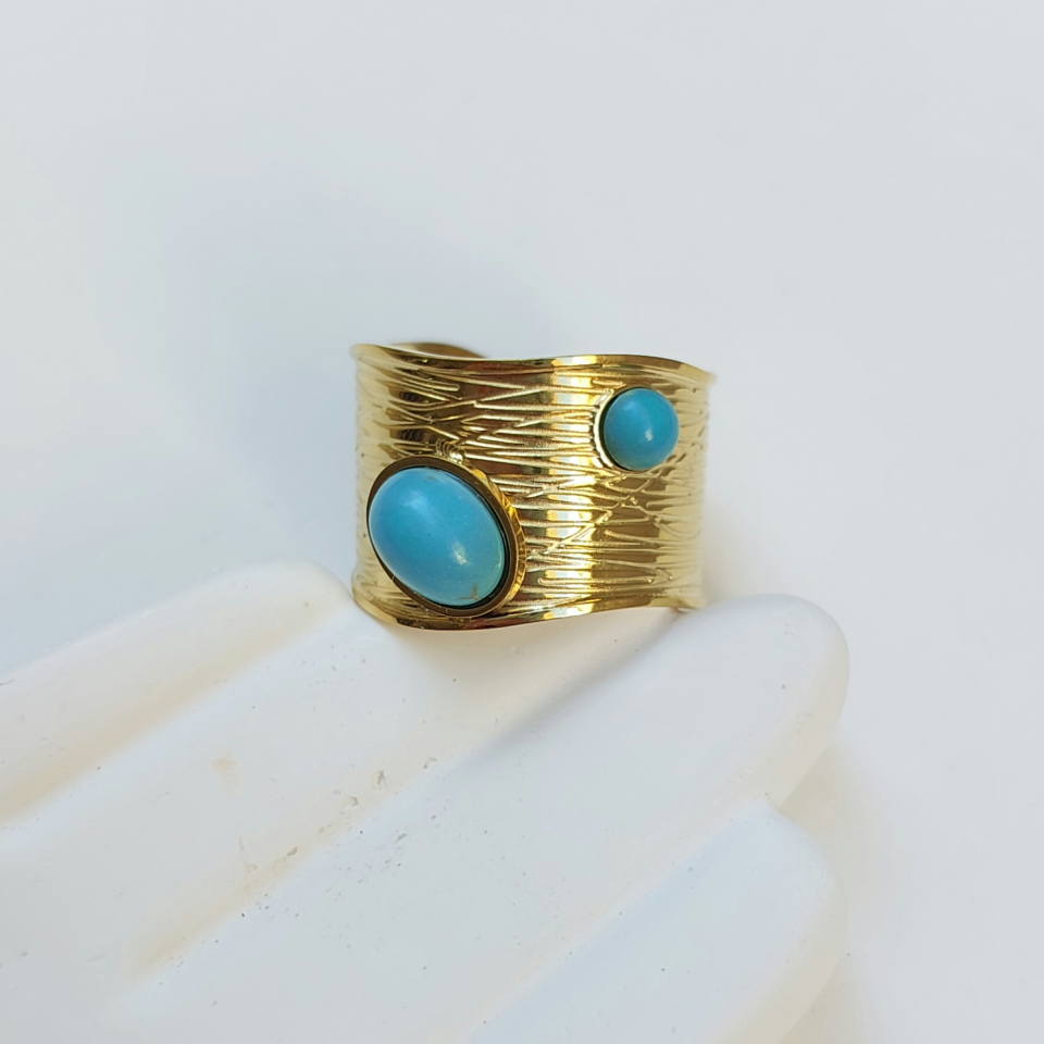 Çelik Turkuaz Taşı Yüzük