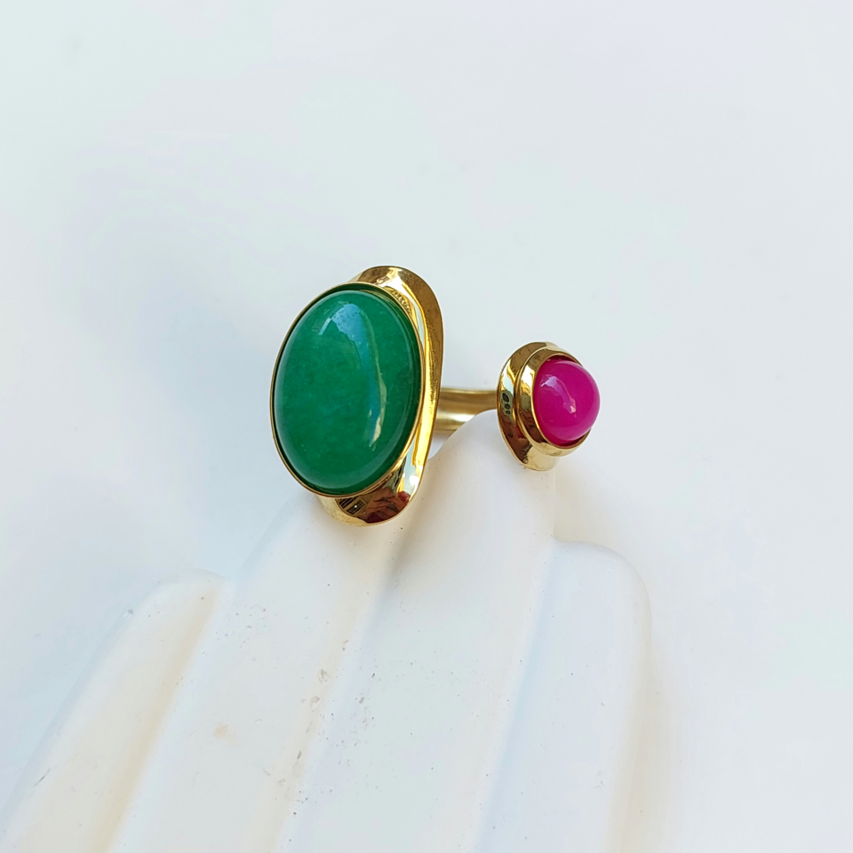 Çelik Yeşil & Pembe Yüzük