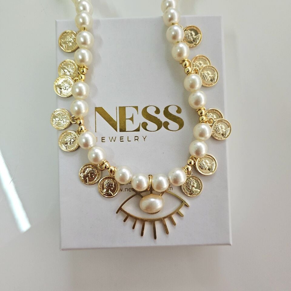 İnci Detay Göz Kolye