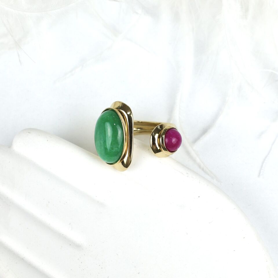 Çelik Yeşil & Pembe Yüzük