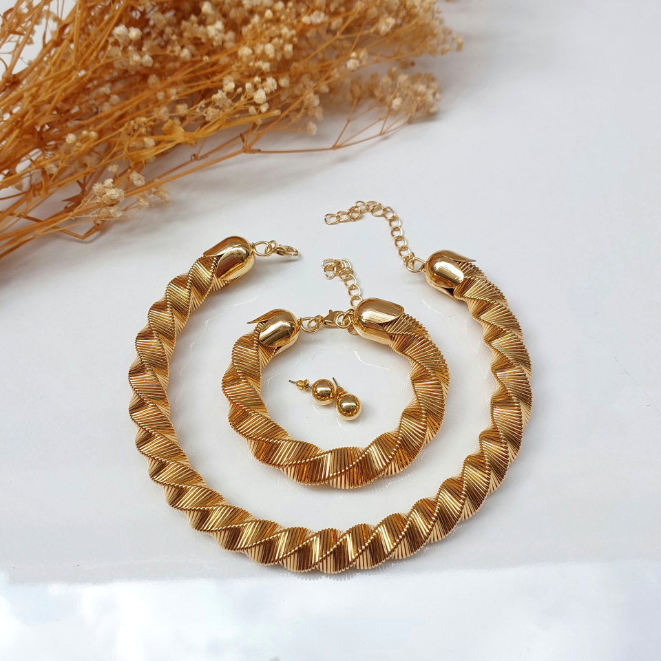 Spiral Kolye & Bileklik & Küpe Set (1)
