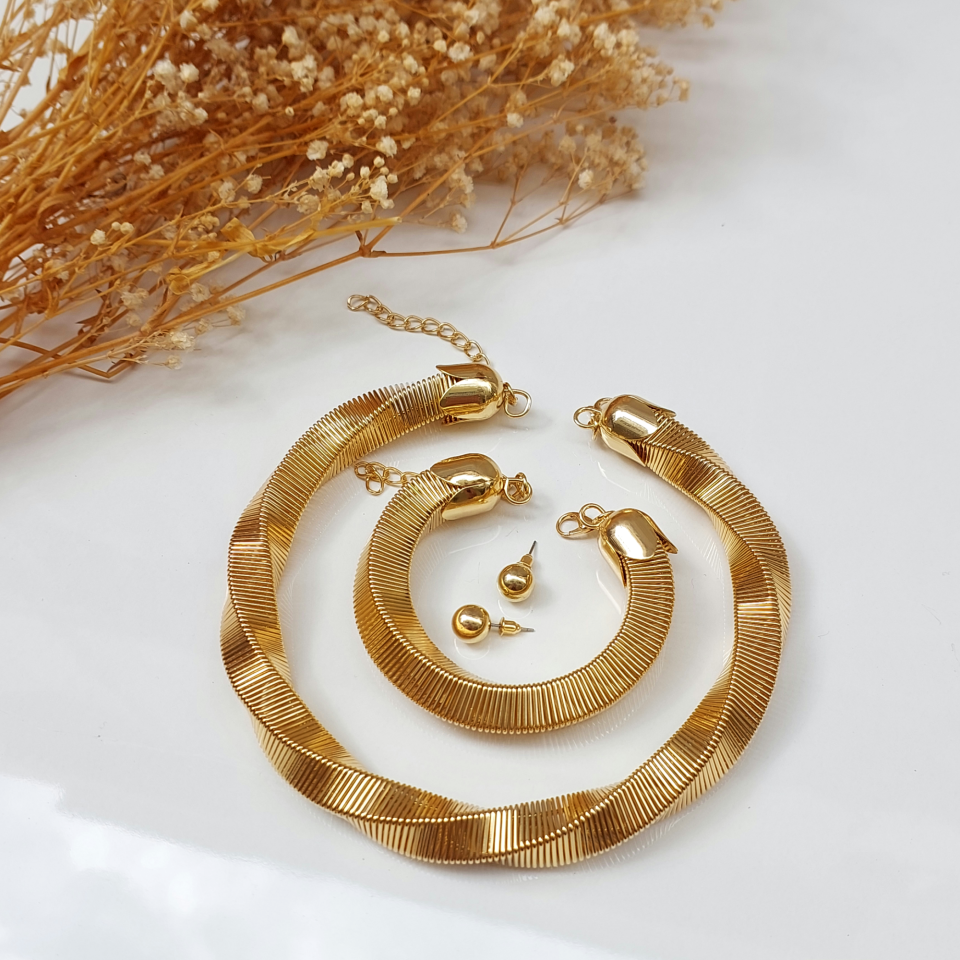 Spiral Kolye & Bileklik & Küpe Set (2)