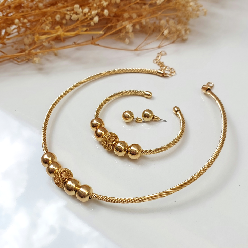 Topçuklu Kolye & Bileklik & Küpe Set