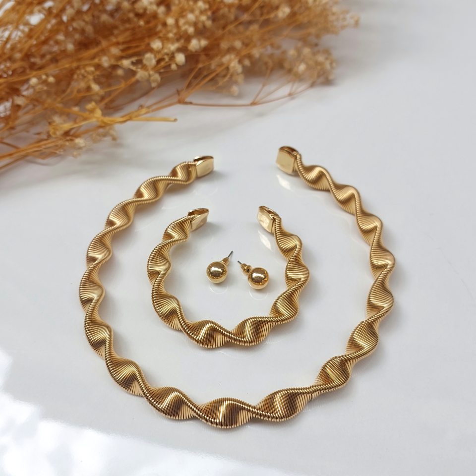 Spiral Kolye & Bileklik & Küpe Set (3)