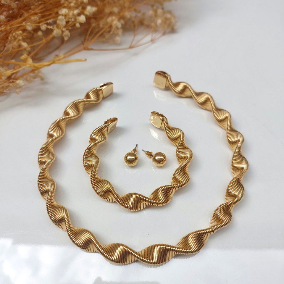 Spiral Kolye & Bileklik & Küpe Set (3)