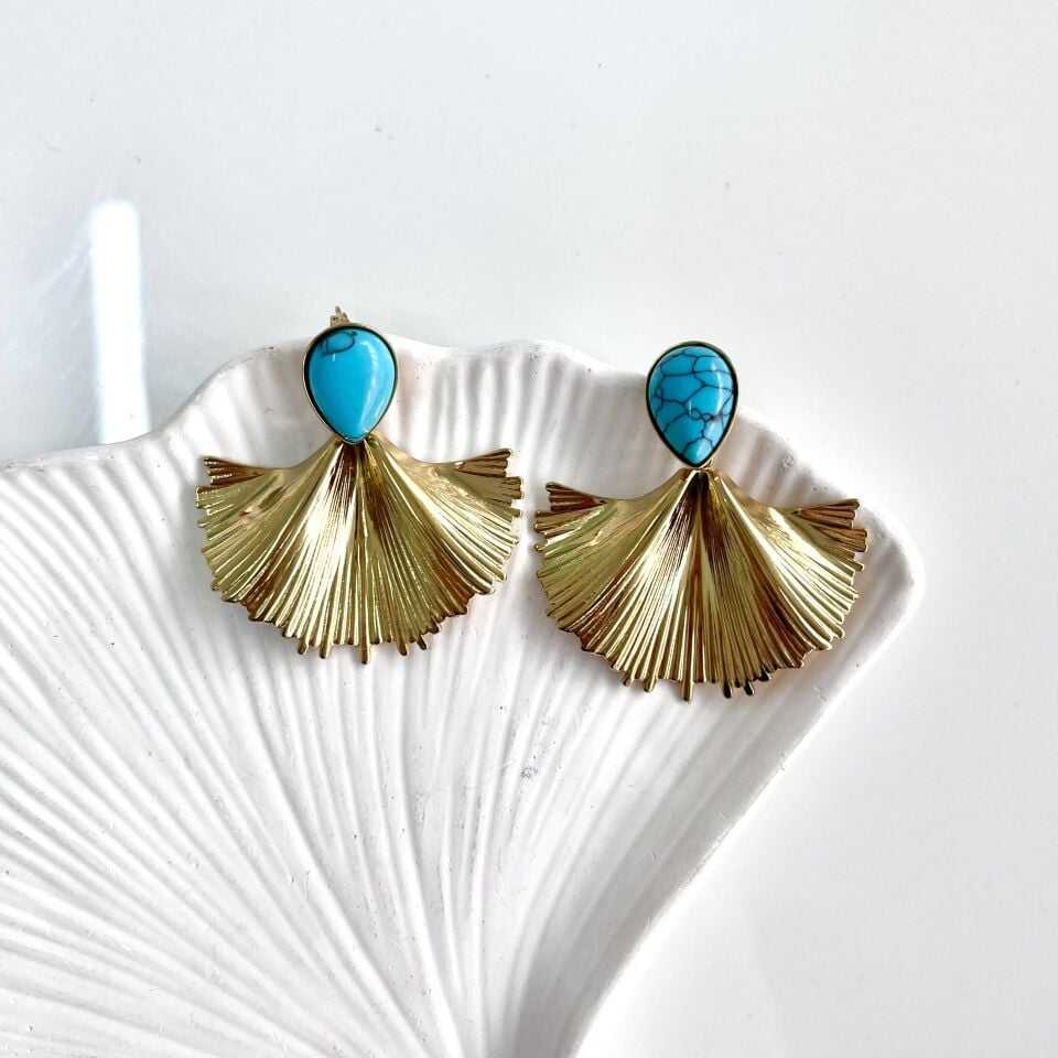 Çelik Turkuaz Taşı Küpe