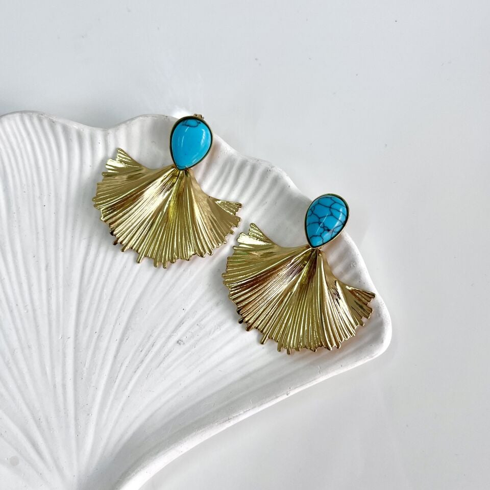 Çelik Turkuaz Taşı Küpe