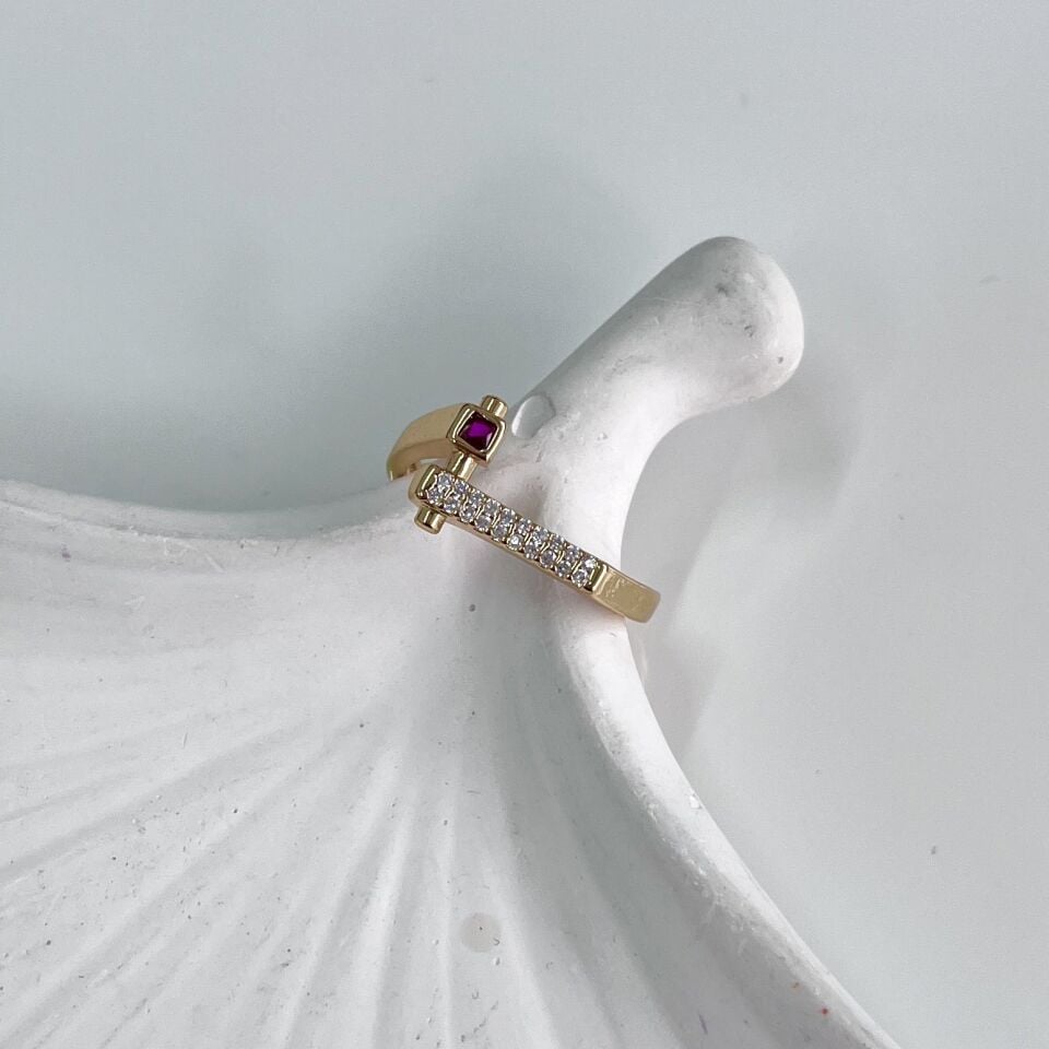 Vip Pembe Taşlı Yüzük ||||