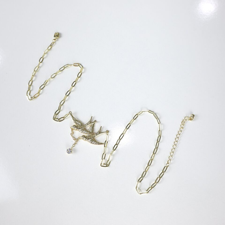 Taş Detay Kuş Kolye