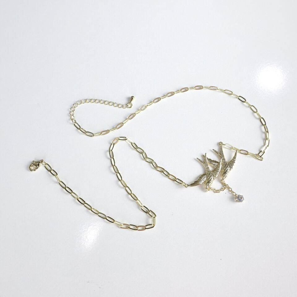 Taş Detay Kuş Kolye