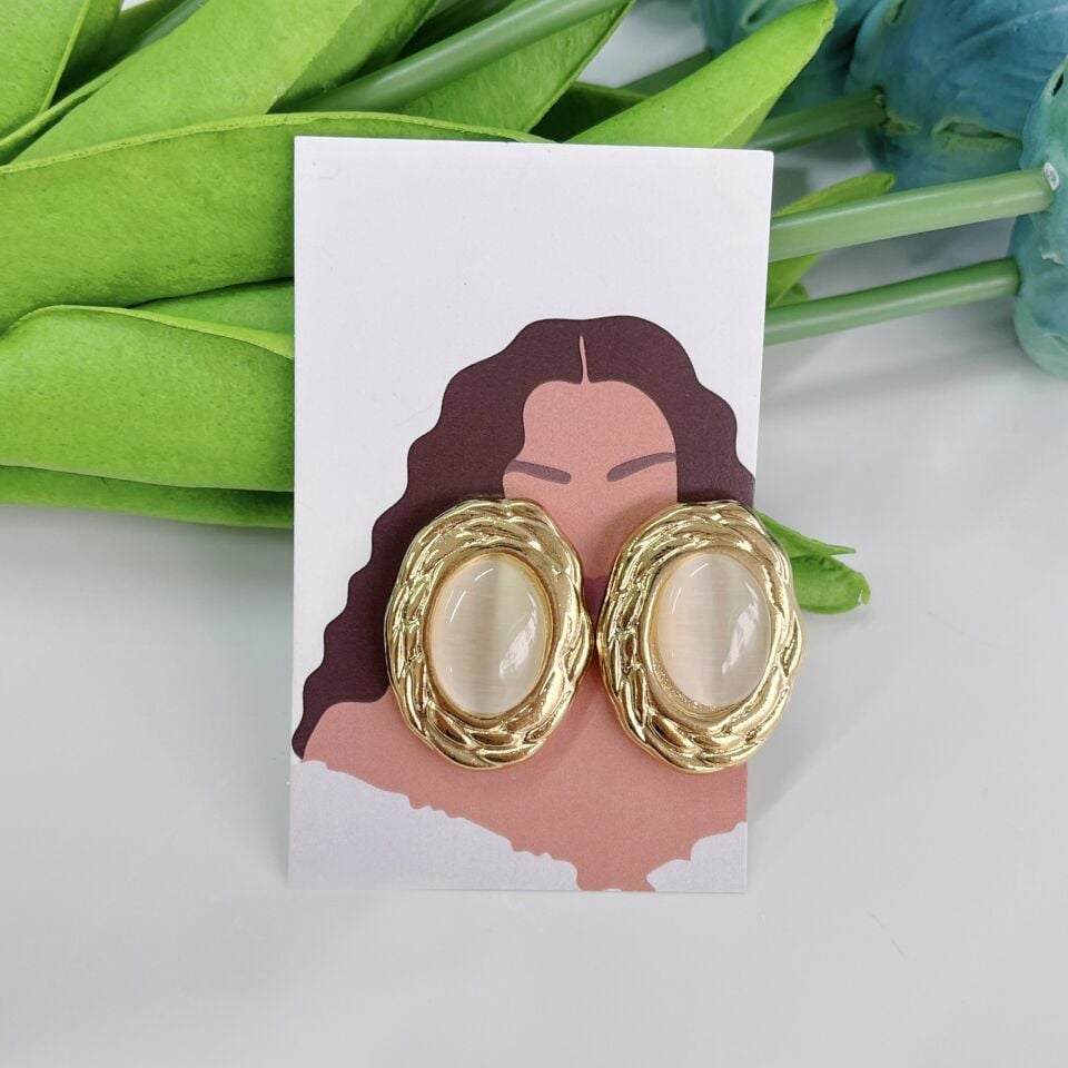 Çelik Kedi Gözü Küpe