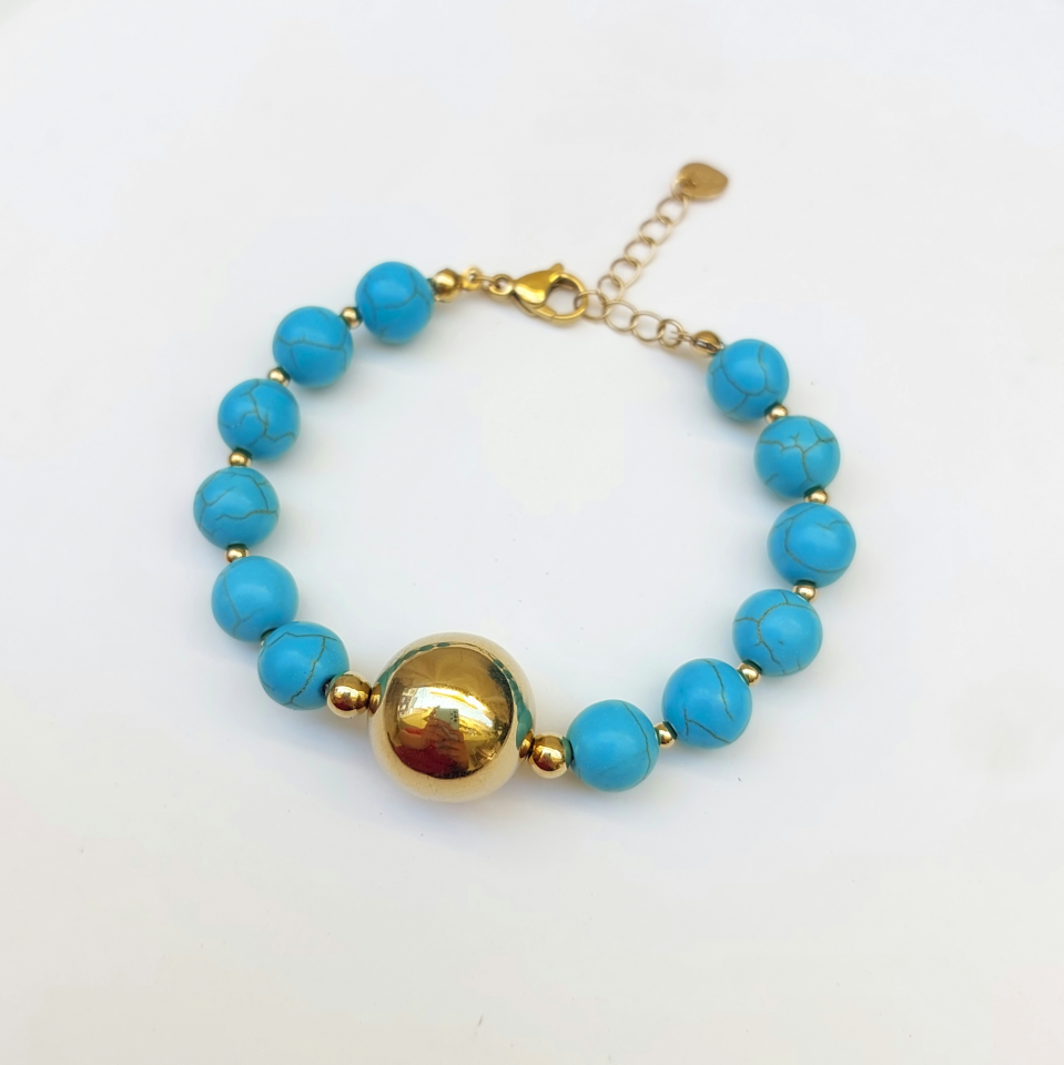 Çelik Turkuaz Taşı Bileklik