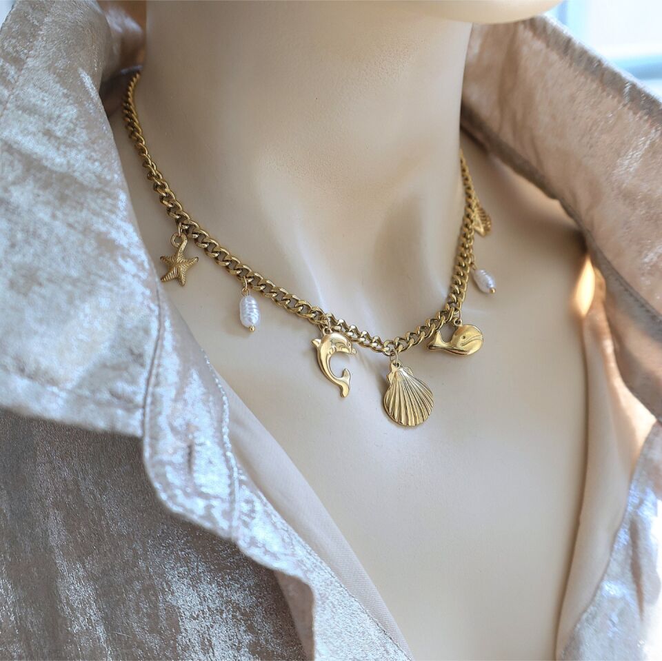 Çelik İstiridye Charm Kolye