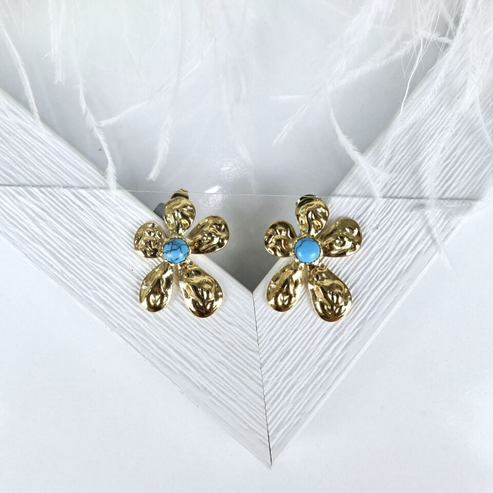 Çelik Turkuaz Taşı Küpe