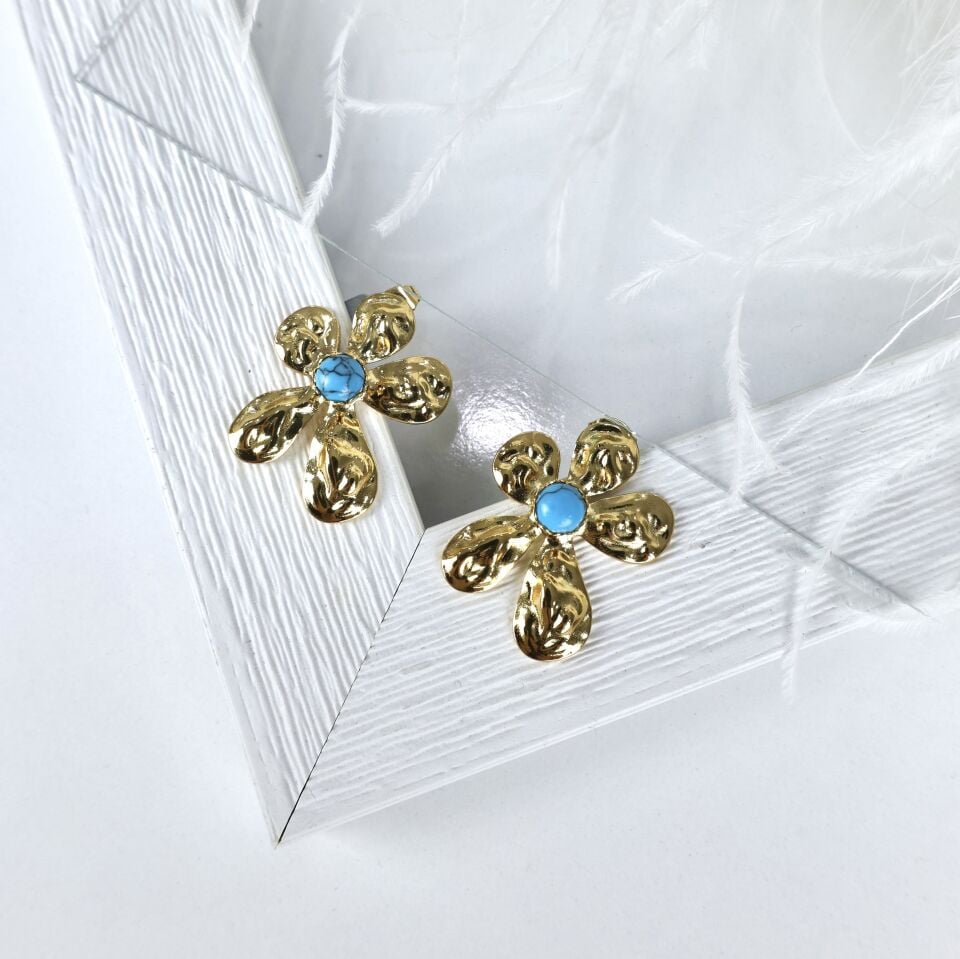 Çelik Turkuaz Taşı Küpe