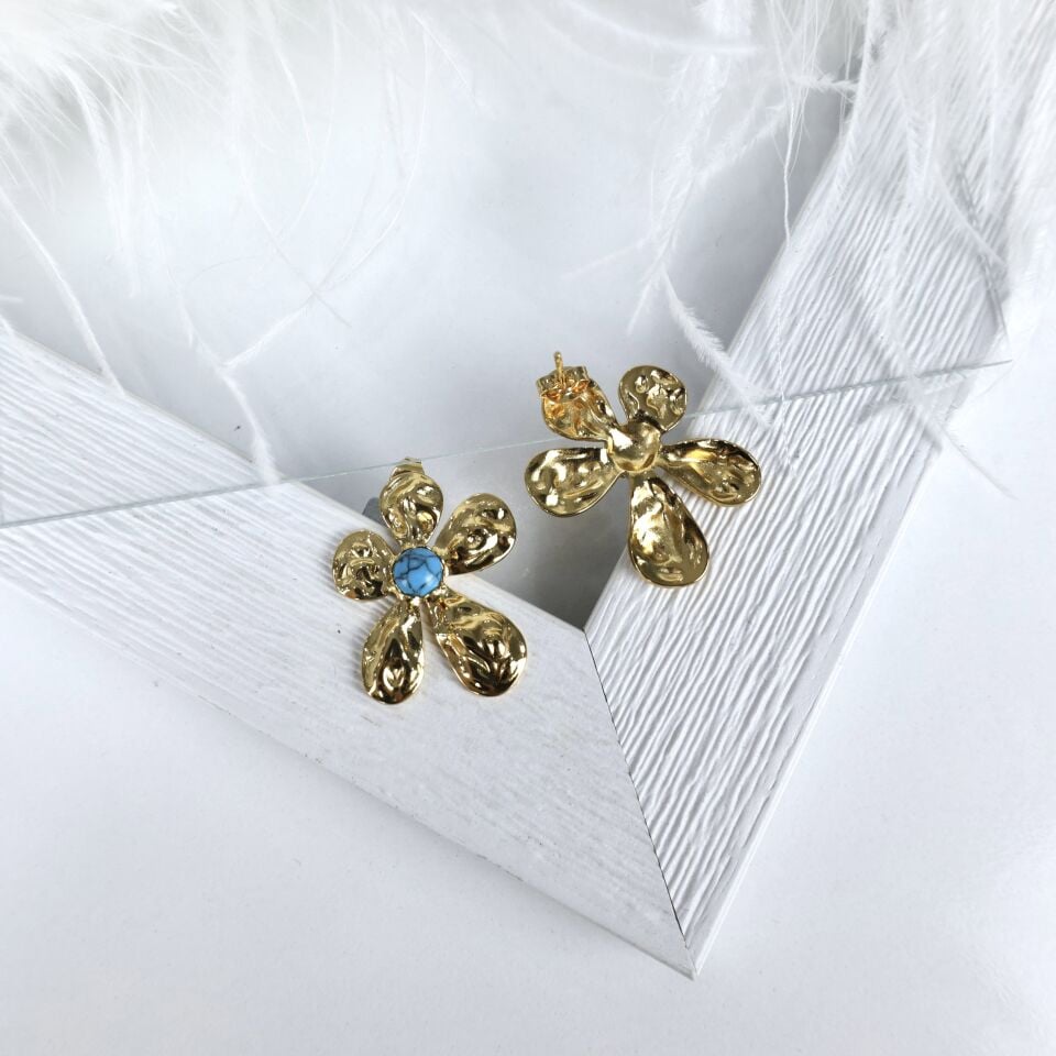 Çelik Turkuaz Taşı Küpe