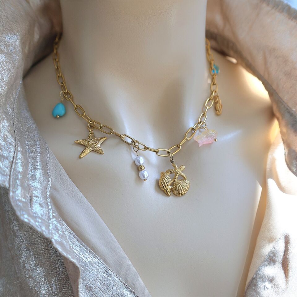 Çelik İstiridye Charm Kolye